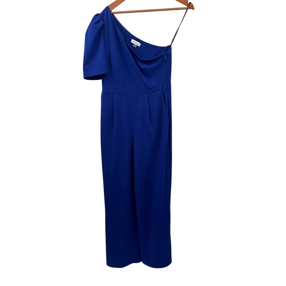 CALVIN KLEIN Cobalt Blue One Shoulder Jumpsuit // 8